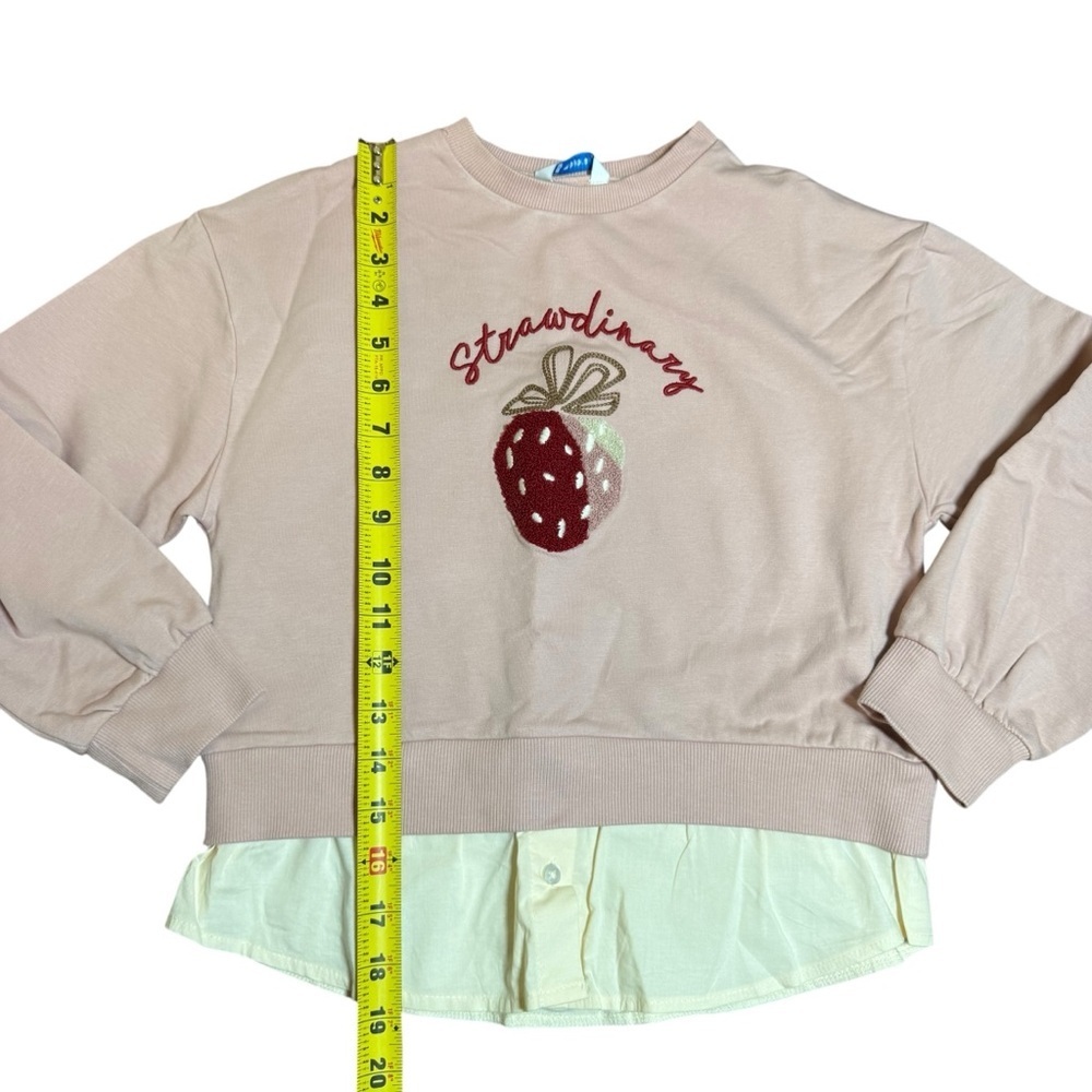 Mayoral Girls Strawberry Sweatshirt Layered Hem Top Size 8 - Picture 6 of 8